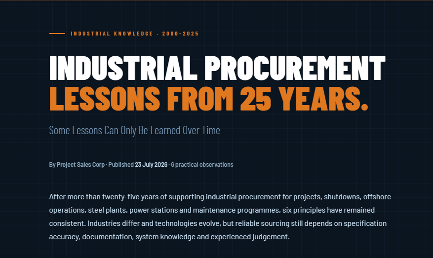 Industrial Procurement Lessons Learned Over 25 Years